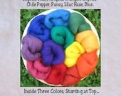 Ashford Corriedale Felting Wool 3 ozs.  Wool Roving .... Wool for Felting .... Rainbow Palette