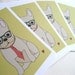 french bulldog with glasses note cards set of 5 // sunny yellow