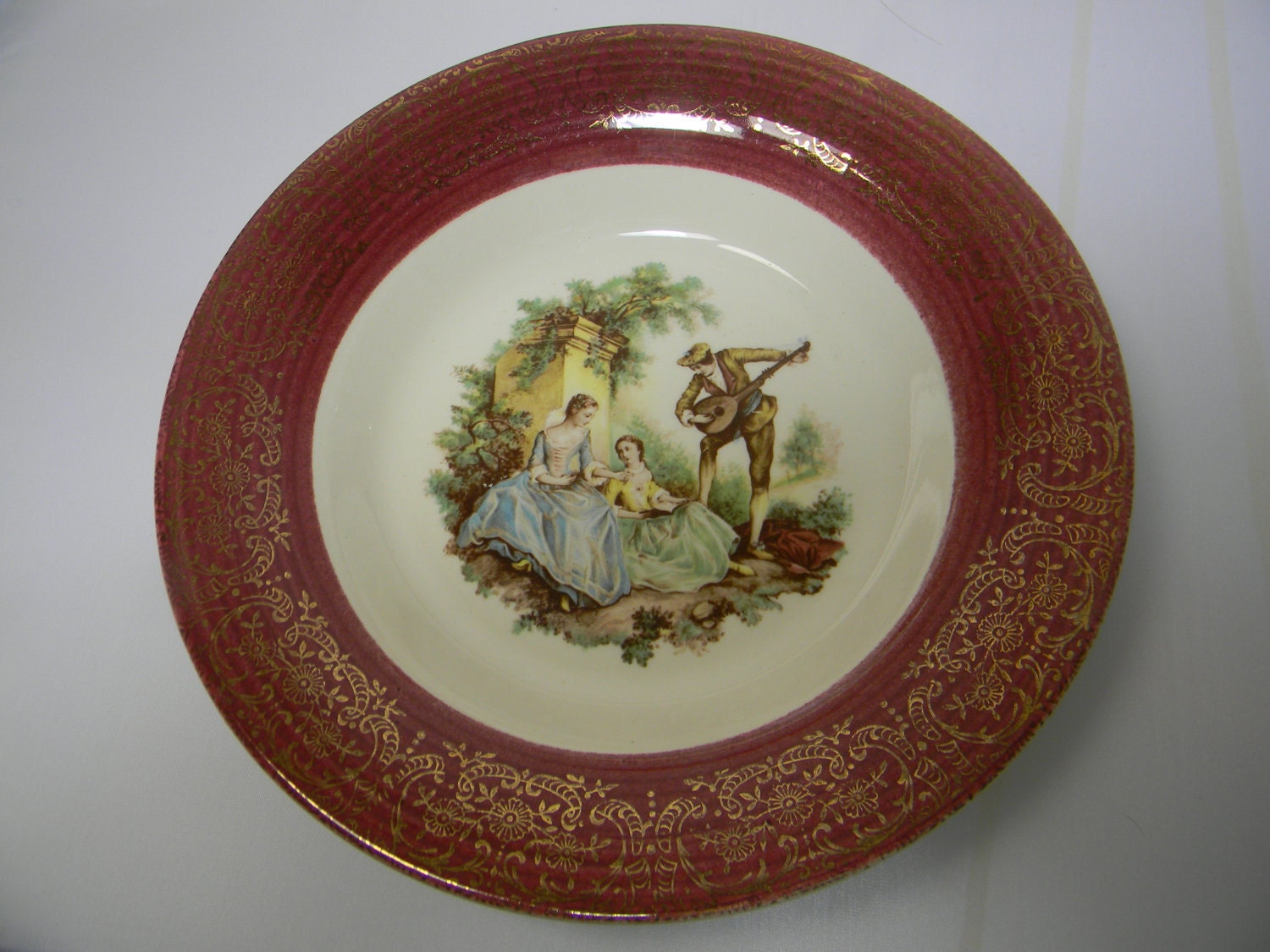 Vintage plate, decorative, serving, 22K gold trimmed decorative  plate Sebring Pottery USA -