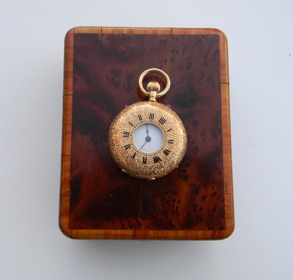Vintage 18K gold ladies pocket watch dated 1896- Vacheron in original box - Half Hunter