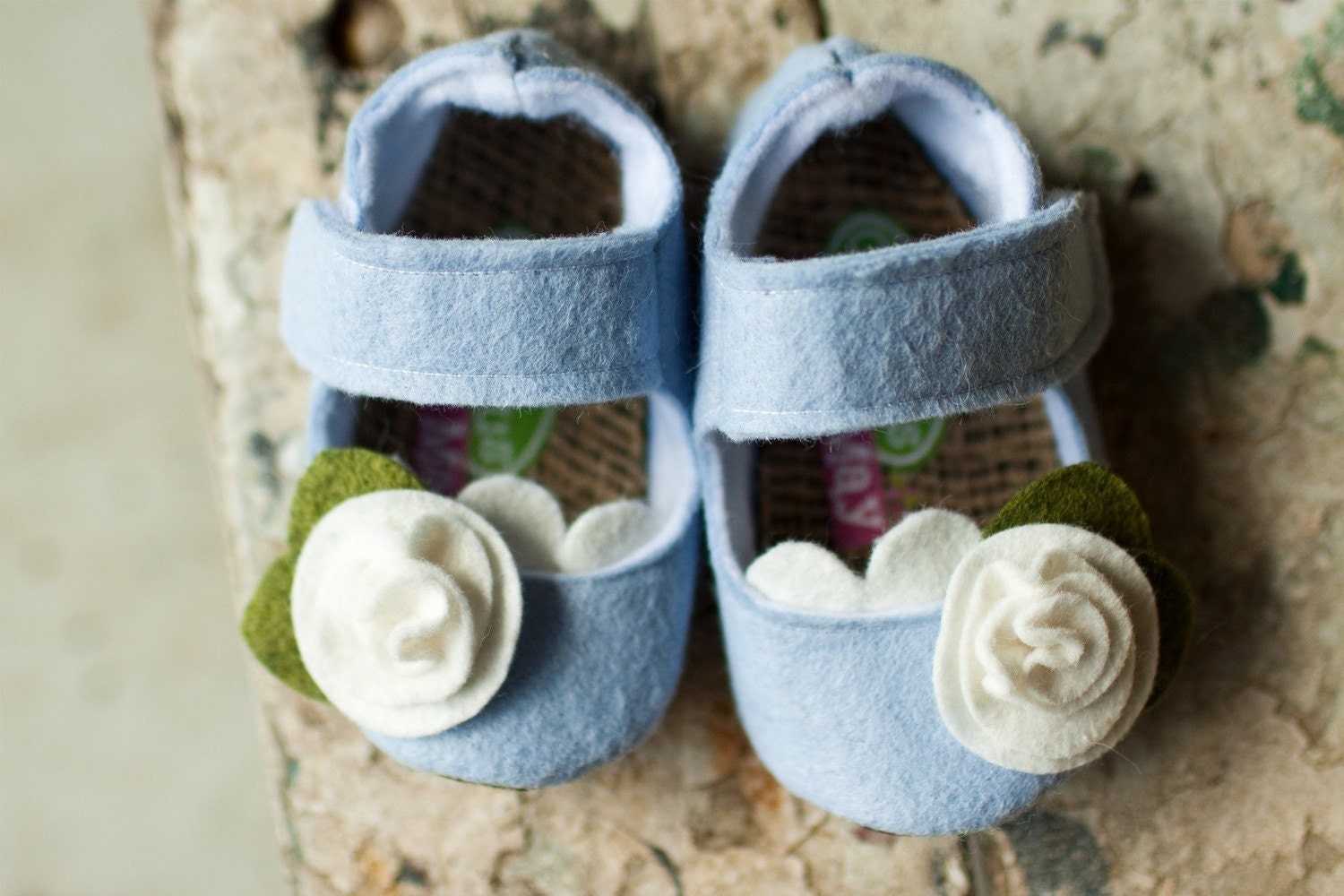 Little Wool Shoes (Raindrop) - solid light pale blue baby girls fall winter Mary Jane 