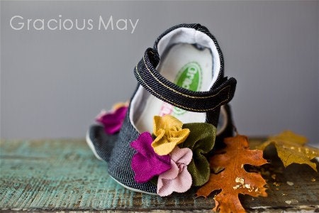 fall flowers in denim maryjane