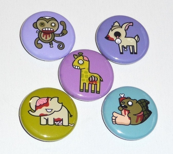 Zombie Animals - 1 Inch Button Set