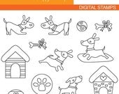 Sweet Female Puppy Stamps 07105 - Digistamp - Commercial use cliparts