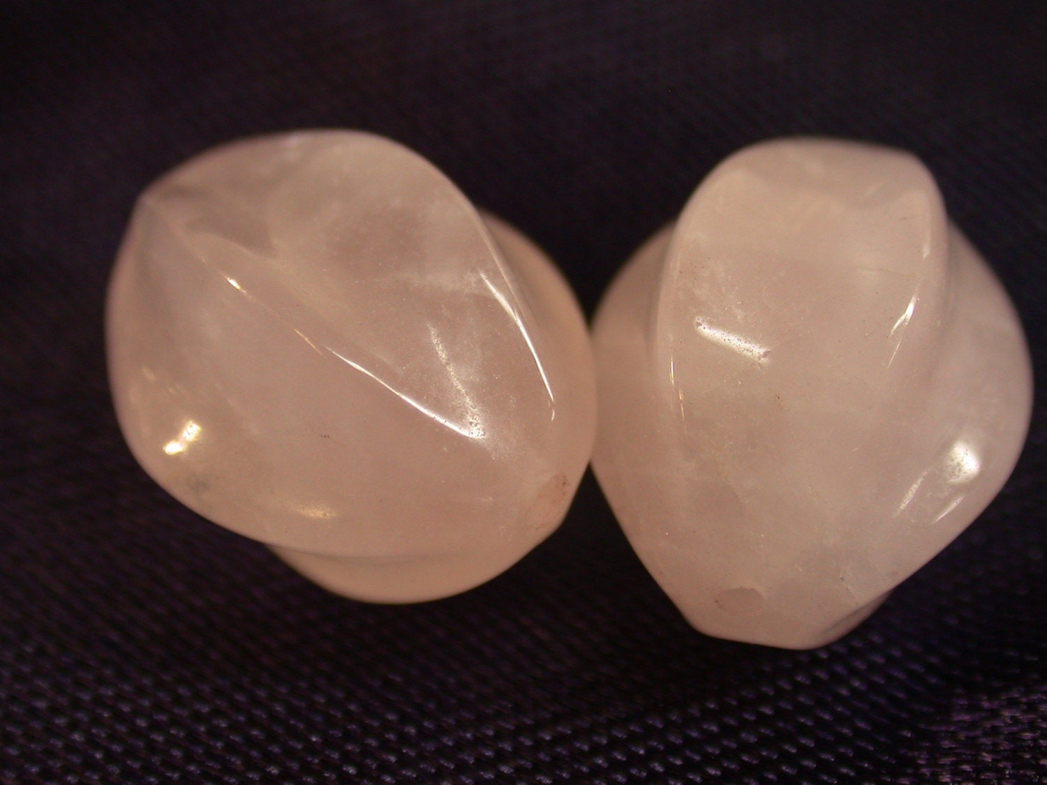 Vintage ROSE QUARTZ Beads Ribbed Pink Oval 16mm pkg2 cb128