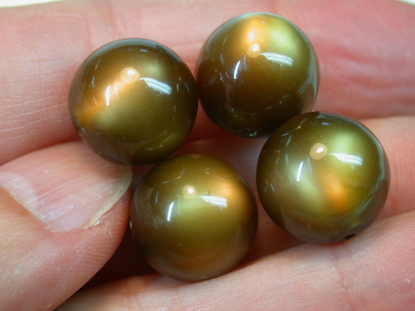 Vintage Tigereye Amber Brown Moonglow Beads  14mm pkg 4  res203