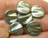 Vintage Japanese Silver Pearl Lucite Beads Flat 12mm pkg 6  res310