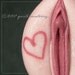 De Tout Mon Coeur . With All My Heart . Sparkly Pink Vulva Pendant with Hearts . OOAK Sculpted Erotic Art . Adult Mature