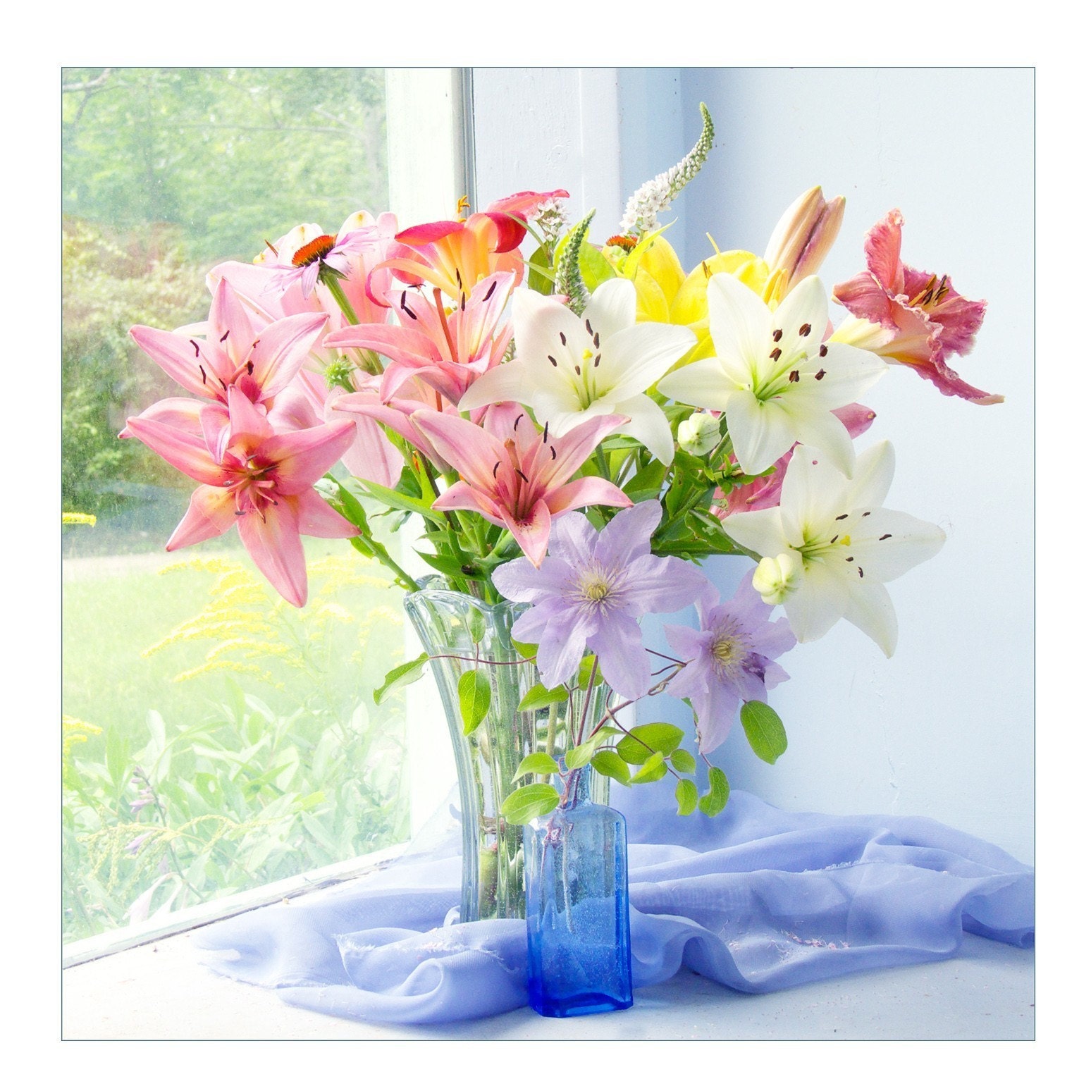 Lily Flower Photograph, Lily Bouquet Still Life,  Floral Wall Decor, Spring Flowers
