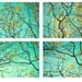 Four Sky Landscape Photographs, Nature Photography,  Turquoise, Chartreuse Wall Decor
