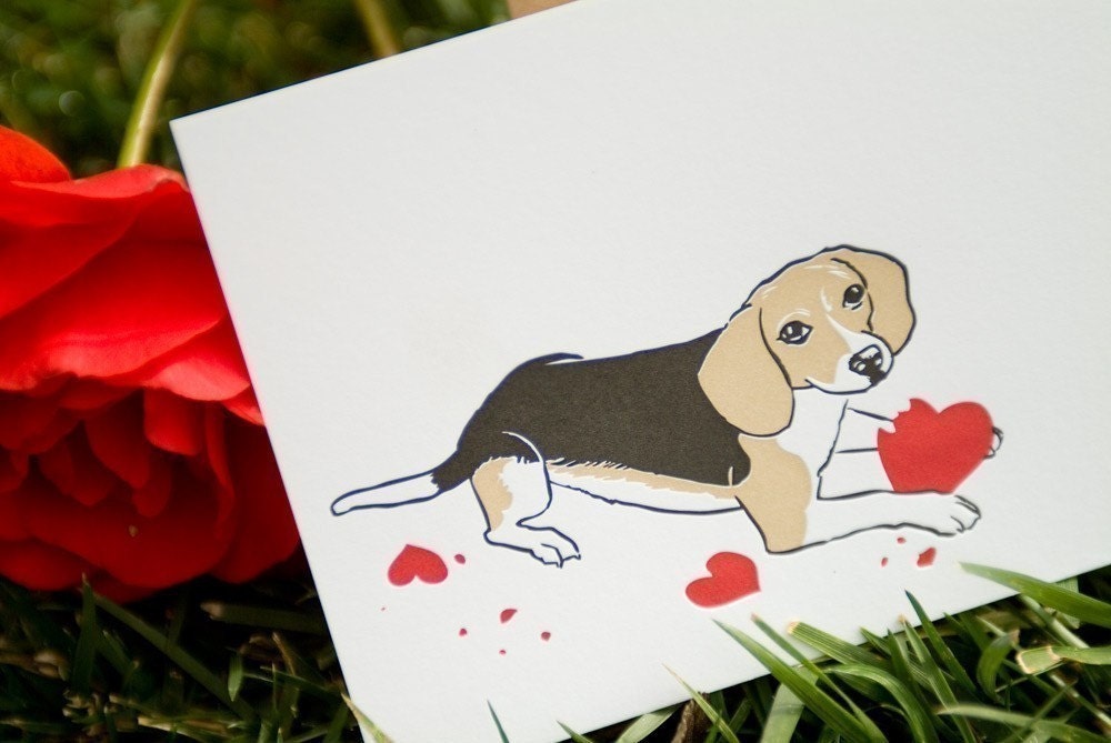 Valentine's Letterpressed Card Set -- Bad Beagle