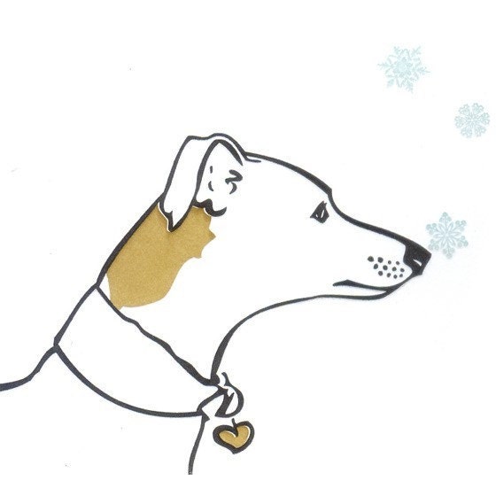 Holiday Letterpressed Notecards-- Whippet (5 cards)