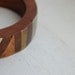 Vintage 1970s Geometric Patina Wood Bangle Bracelet