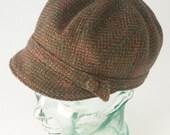 Wool and Cashmere Newsboy Hat in Brown, Coral, and Turquoise : Womens, Girls Hats - Janis - M
