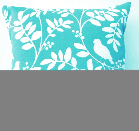 Turquoise Throw Pillow - Indoor Outdoor Tiffany Blue Birds Cushion Cover - 18 x 18