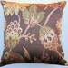 Brown Pillow Cover with Rust, Gold, Green and Plum Flowers - 18 x 18
