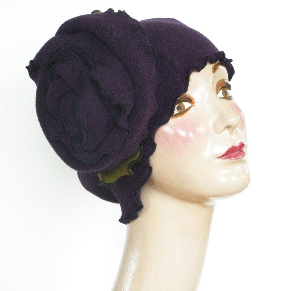Purple rose Valentine's Fascinator Hat  - Polar Fleece