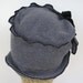 Turban Flapper Hat,    Grey Polar Fleece Ladies Cloche Hat ,  Velvet Flower,  Brooke