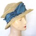 Seagrass Straw Travel Hat - Organic Jersey Band - Teal - Suitcase Sally