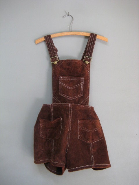Vintage Leather Romper / Shorts / Overalls
