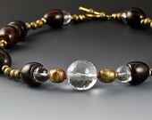 Tribal Natural Seed Coconut Shell and Crystal Quartz Necklace - Environmentally Friendly - Ethnic Chic - Tribal Stylish