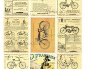 Digital Collage Sheet of Vintage French Bicycle Catalogue Pages and Images - INSTANT DOWNLOAD