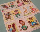 Vintage Mini Small Snap Animal Cards - Set of 11 - Fun Colors and Numbers