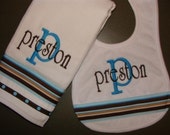 Personalized Bib and Burp cloth set BOY GIRL  Lots of Styles and Colors