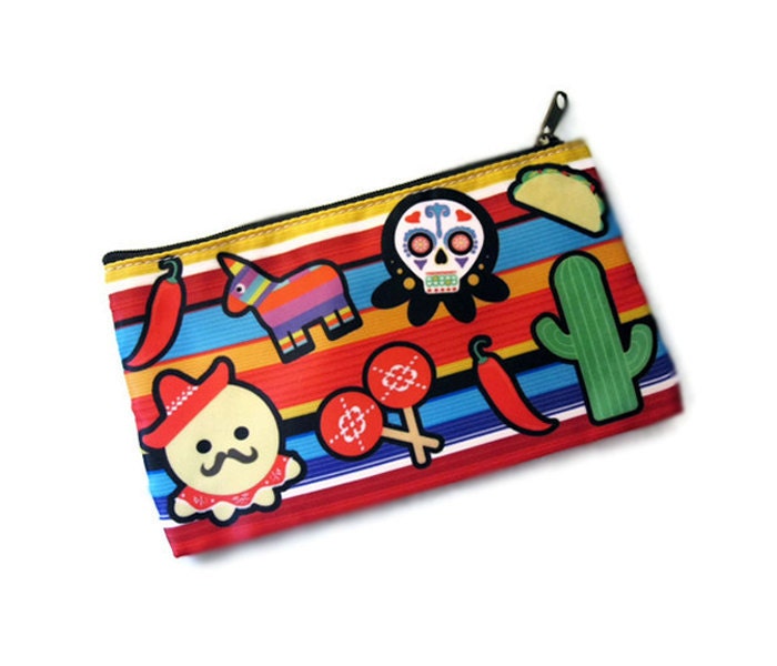 Sombrero and Day of the Dead Octopus Zipper Pouch MEDIUM