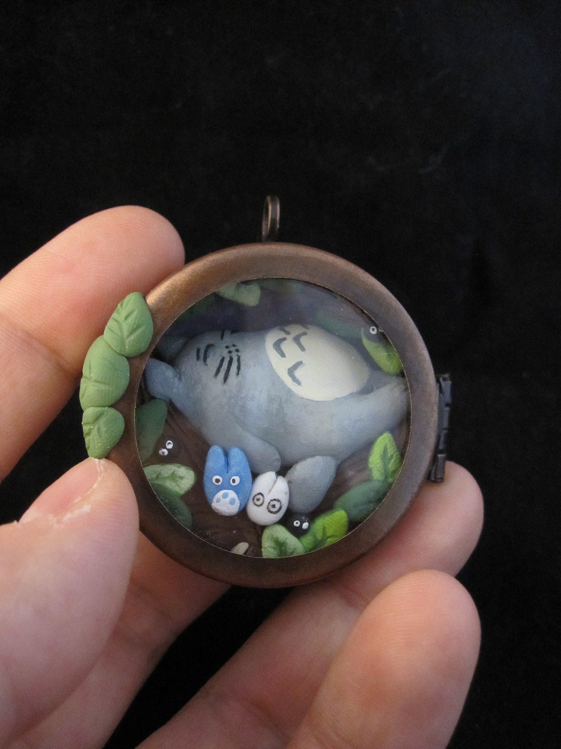 Totoro Shadow Box Decorative Art Locket OOAK