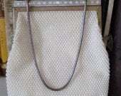Gorgeous vintage white beaded purse