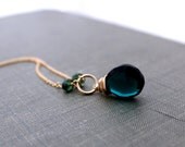 Teal Quartz Necklace In Gold Fill, Wire Wrapped Gemstone, Mermaid Fashion - Urchin