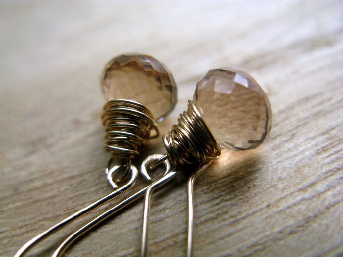 Citrine Drop Earrings, Gold Birthstone Jewelry, November Birthday, 14k Gold Filled - Sangria