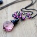 Pink Gemstone Necklace - Swarovski Crystal & Topaz Wire Wrapped Necklace in Sterling Silver