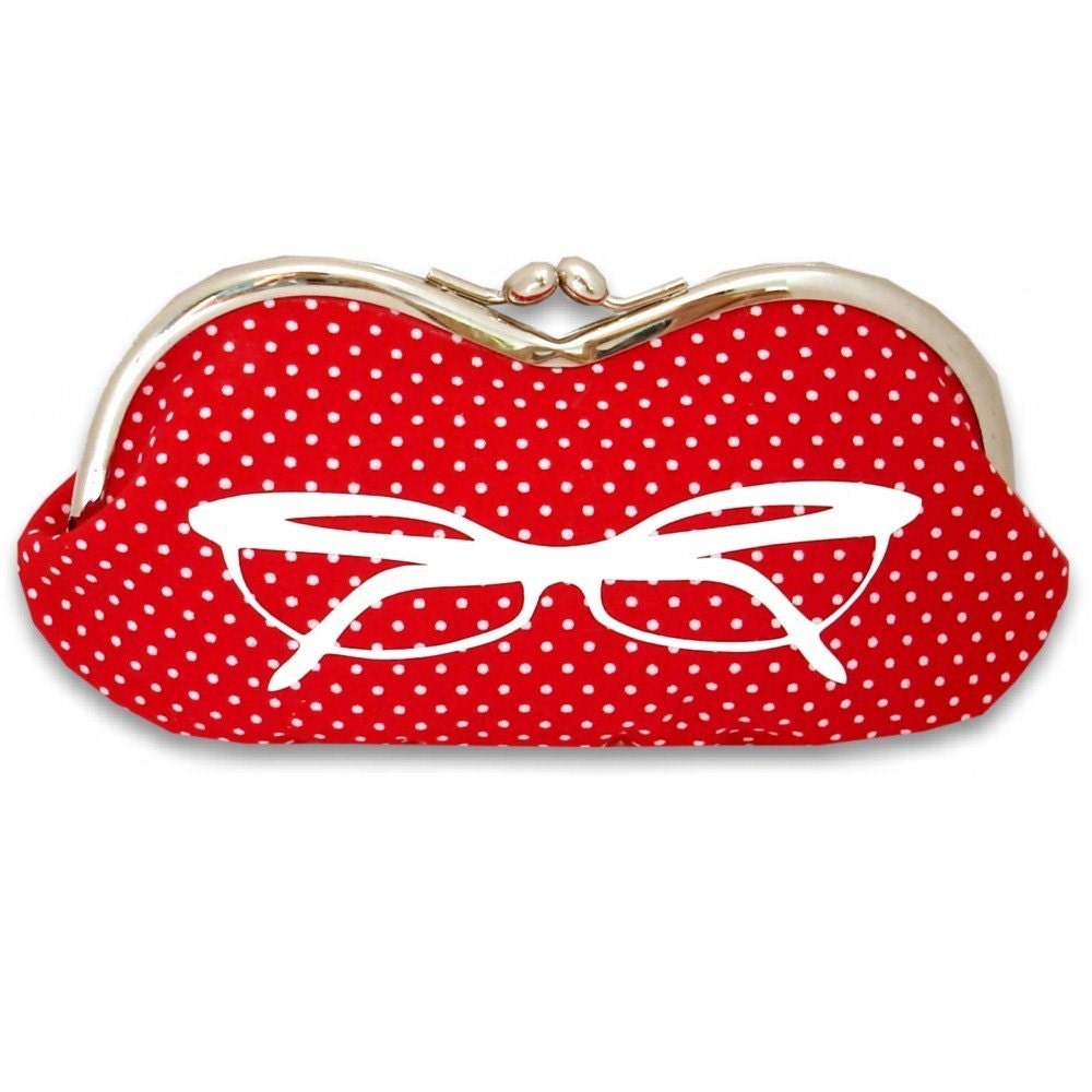 Sunglasses Case in Red and White Polka Dot Glasses Print - Frame Sunglass Case