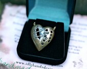 Sale My Bloody Valentine Sutured Heart necklace oxidized bronze black spinel