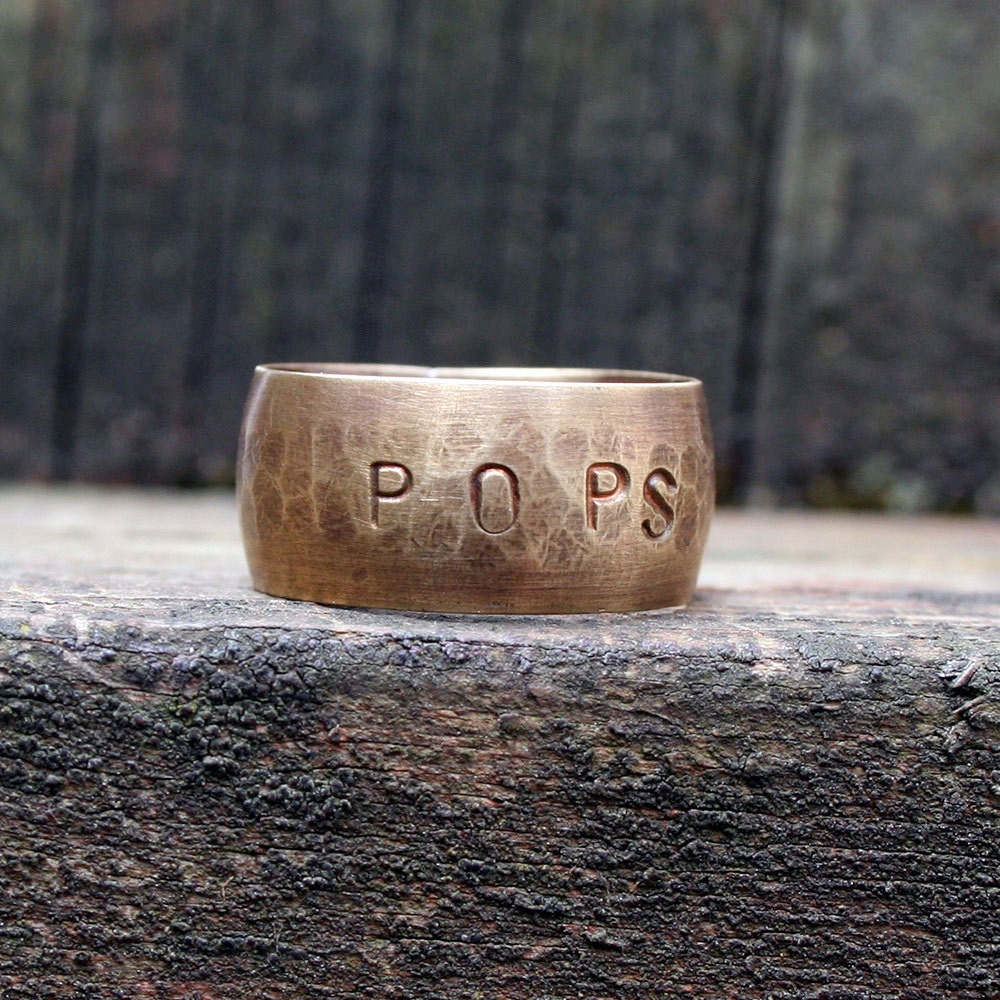 Fathers Day Special Personalized hand forged ring red brass Free Shipping