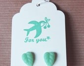 Mint Green Leaf Earrings