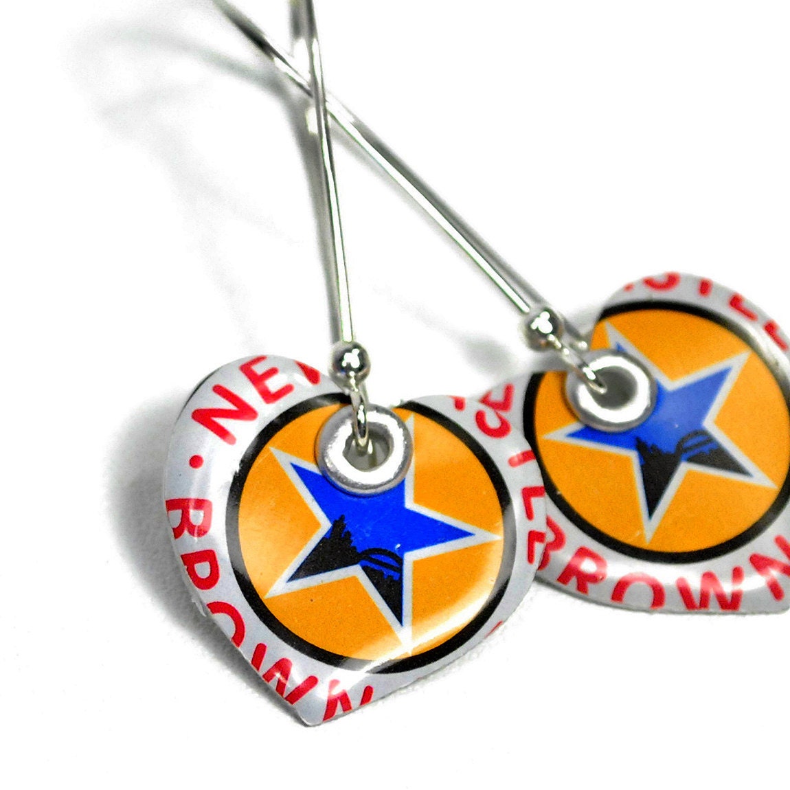Recycled Jewelry Newcastle Beer Bottle Cap Earrings