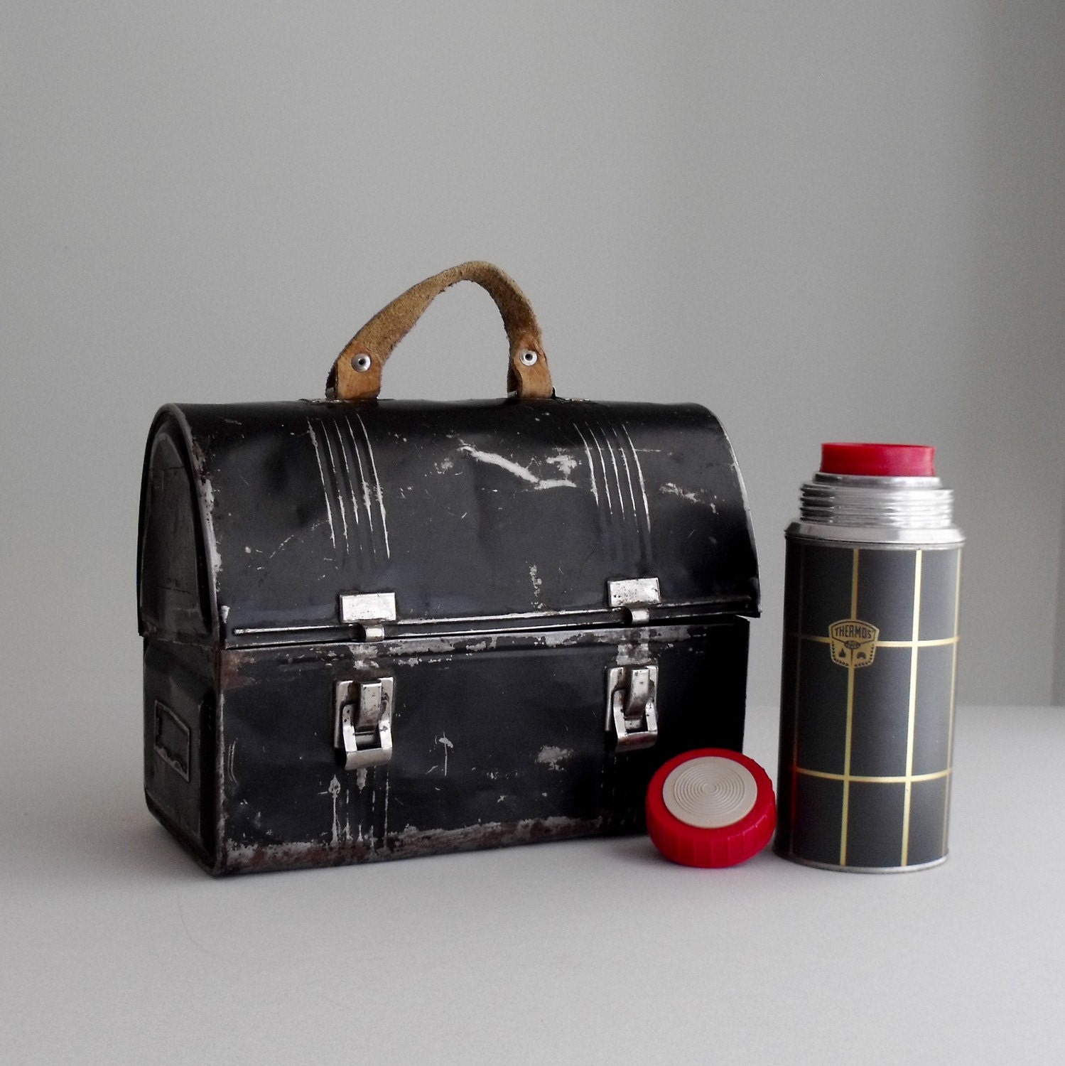 Reserved for Yeyang Only Antique Metal Lunch Box and Thermos