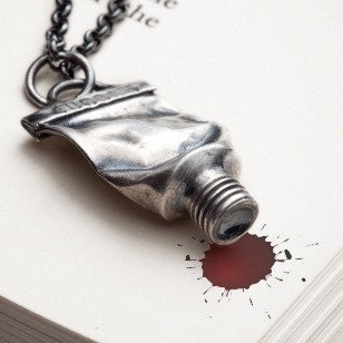 Famous - Silver paint tube necklace - pendant - Red Sofa jewelry