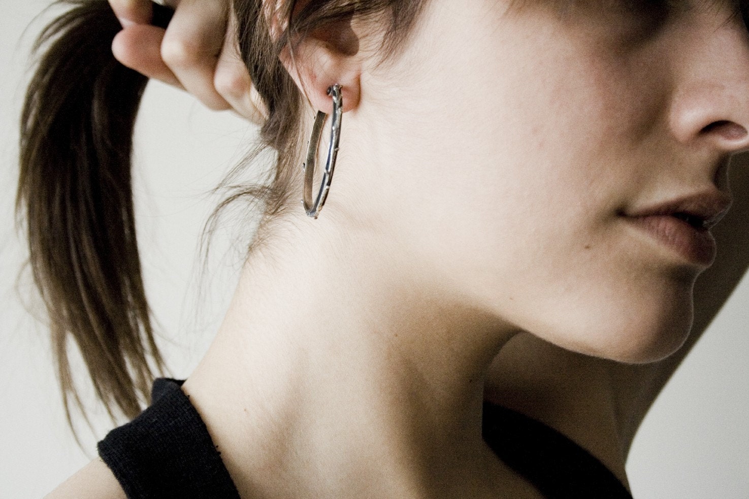 Sterling silver hoop earrings - twig hoops - tree branch post earrings - RedSofa jewelry
