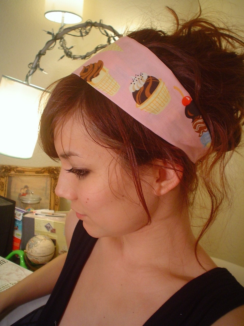 PINK ICE CREAM summer spring dress Headband waffle cone sweet sugar delicious dessert Yummy