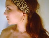 TANZANIAN LEOPARD print Wide headband dress wrap  CHEETAH animal hair head band jungle