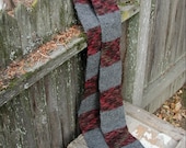 Grey and Red Block Stripe Men's Scarf