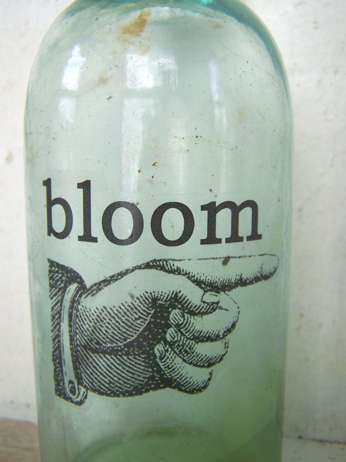 Shabby Beach Cottage Vase OLD Aqua Bottle Garden Home Decor Apothecary Bottle