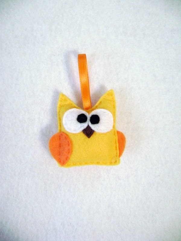 Felt Ornament - Pendleton the Gold Baby Owl