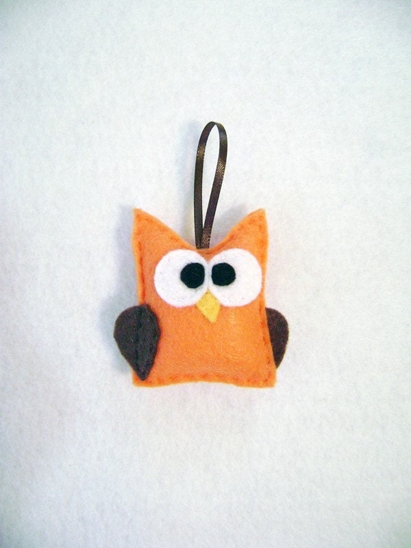 Felt Holiday Ornament - Moe the Orange Baby Owl