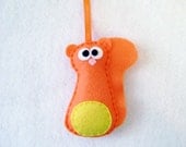 Felt Holiday Ornament - Hans the Orange Squirrel - Made to Order