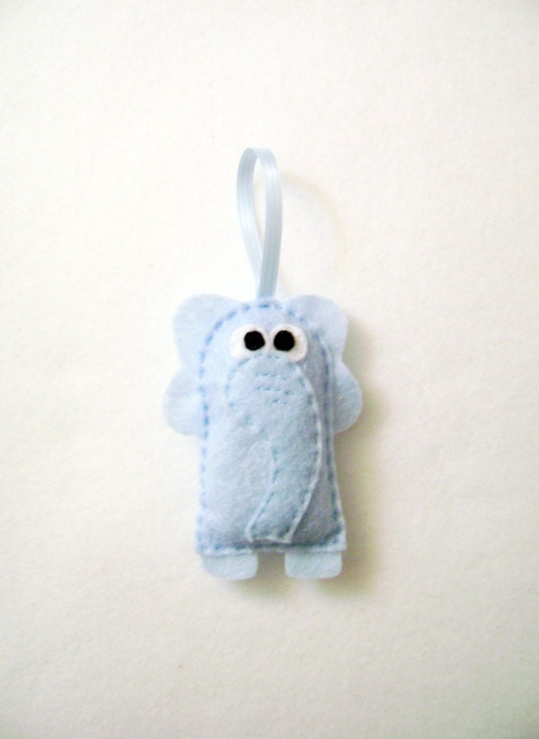 Christmas Ornament - Elphie the Blue Elephant - Made to Order
